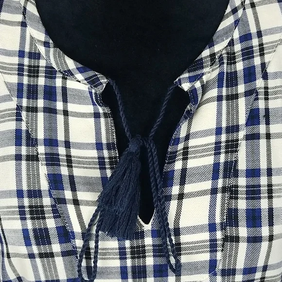 Madewell women S plaid Artiste tunic dress Lagenlook Relax Vacation - Picture 4 of 7